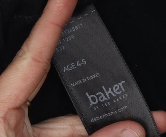 Baker by Ted Baker Boys Black Graphic Hoodie 4-5 Years