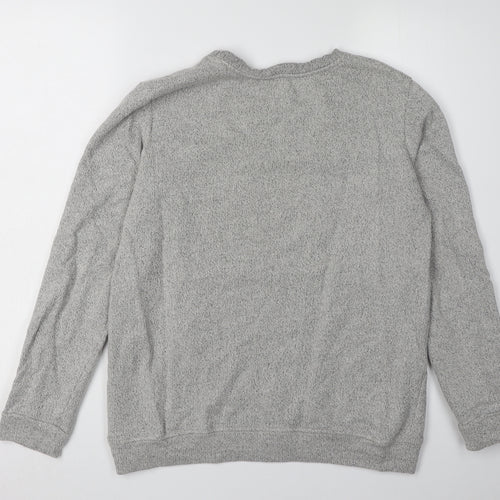 Bershka Women's Grey Floral Graphic Sweatshirt L