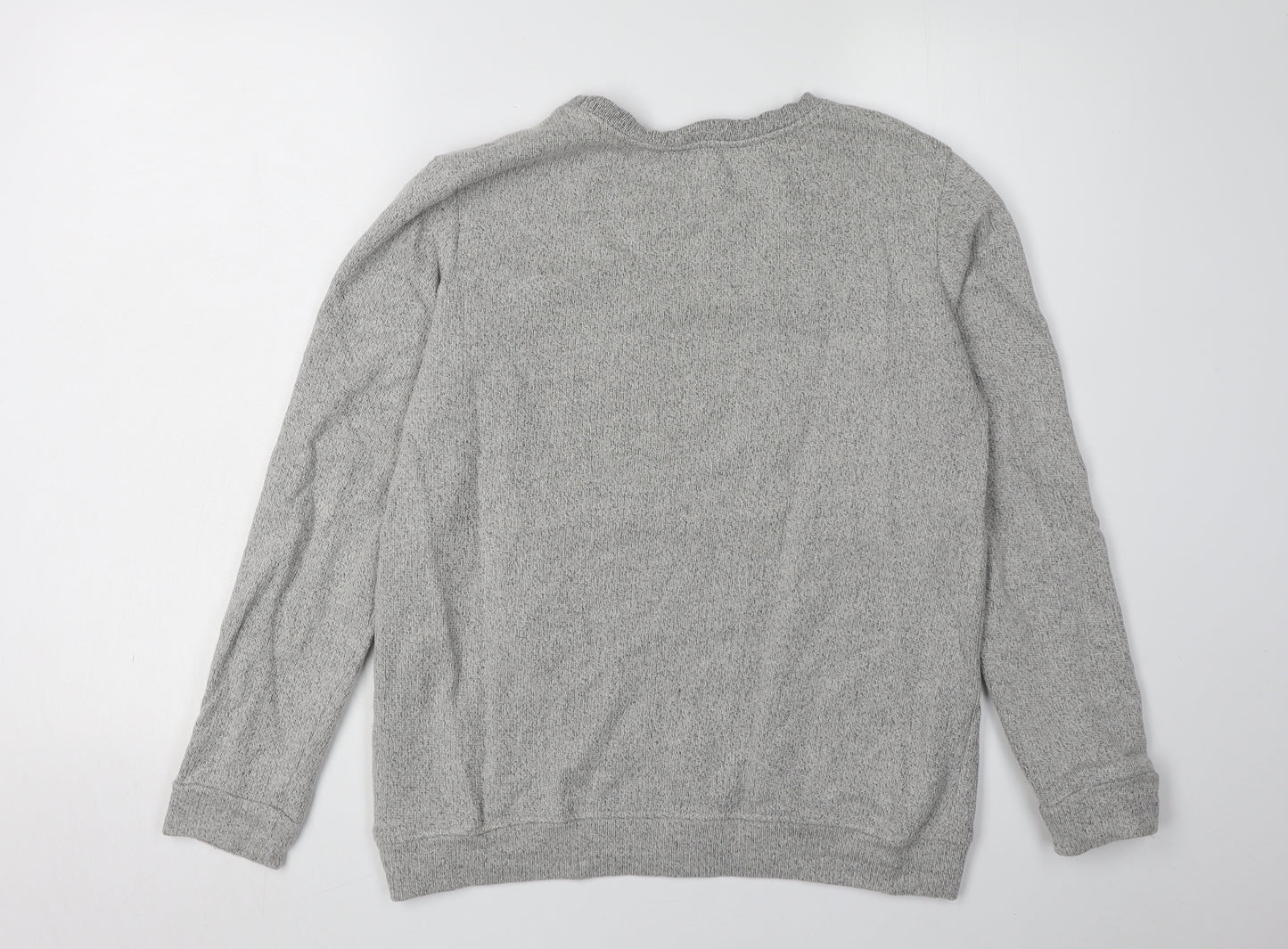 Bershka Women's Grey Floral Graphic Sweatshirt L