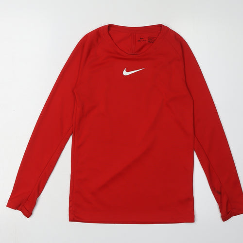 Nike Boys Red Dri-FIT Athletic Long Sleeve T-Shirt