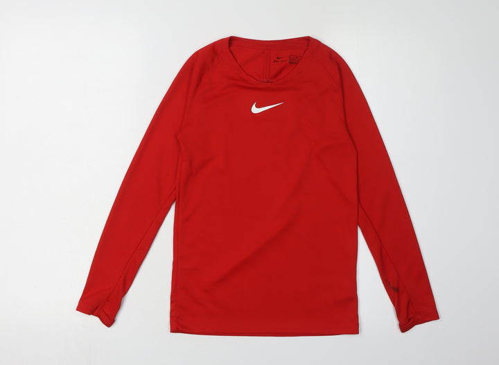 Nike Boys Red Dri-FIT Athletic Long Sleeve T-Shirt