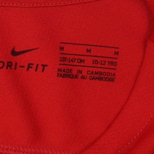 Nike Boys Red Long Sleeve T-Shirt, Size M, Sports Activewear