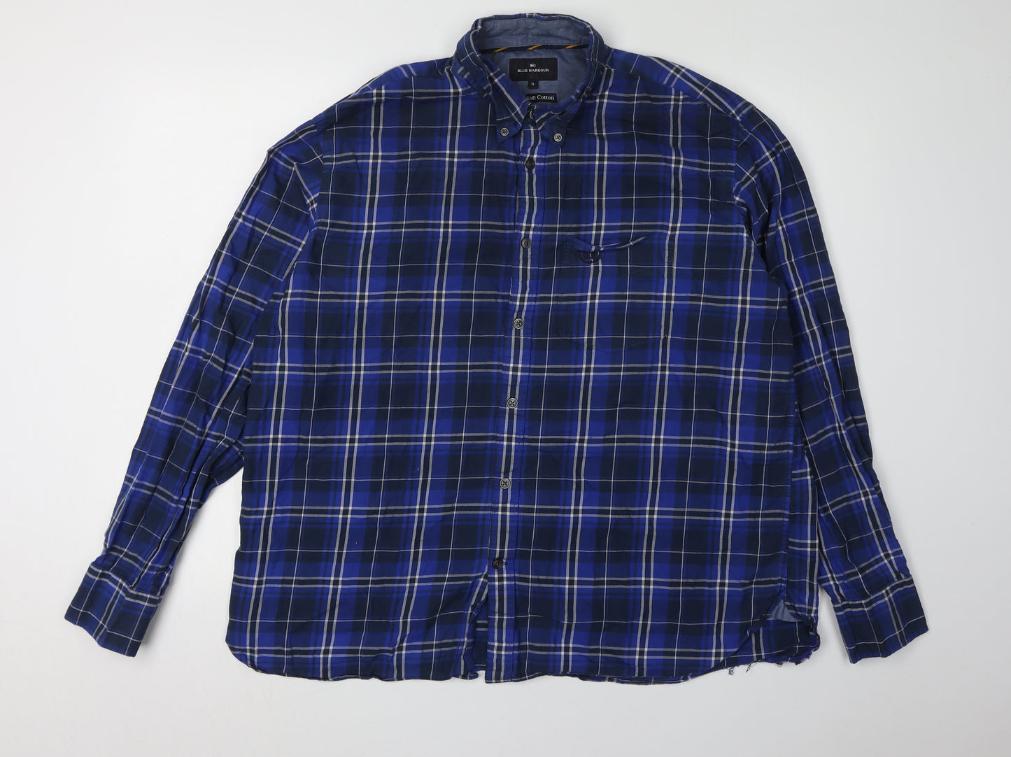 Blue Harbour Men's XL Blue Plaid Long Sleeve Shirt