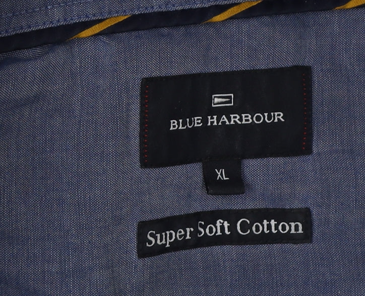 Blue Harbour Men's XL Blue Plaid Long Sleeve Shirt