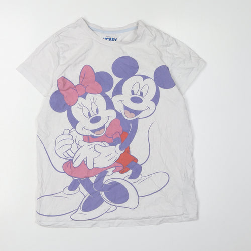 Disney Girls White T-Shirt 12-13Y Mickey & Minnie Graphic