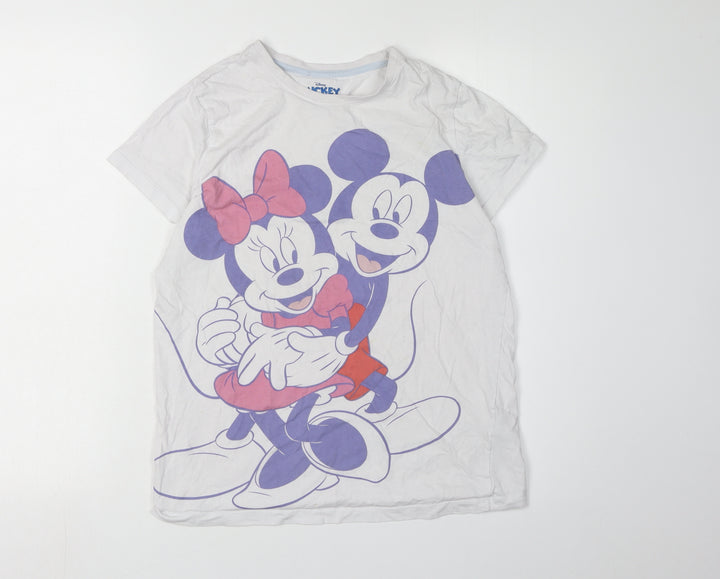 Disney Girls White T-Shirt 12-13Y Mickey & Minnie Graphic
