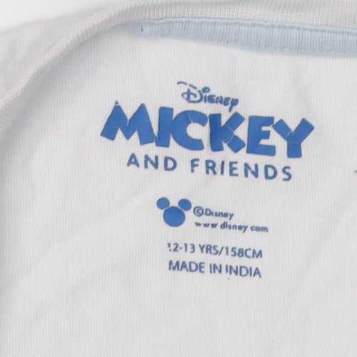 Disney Girls White T-Shirt 12-13Y Mickey & Minnie Graphic