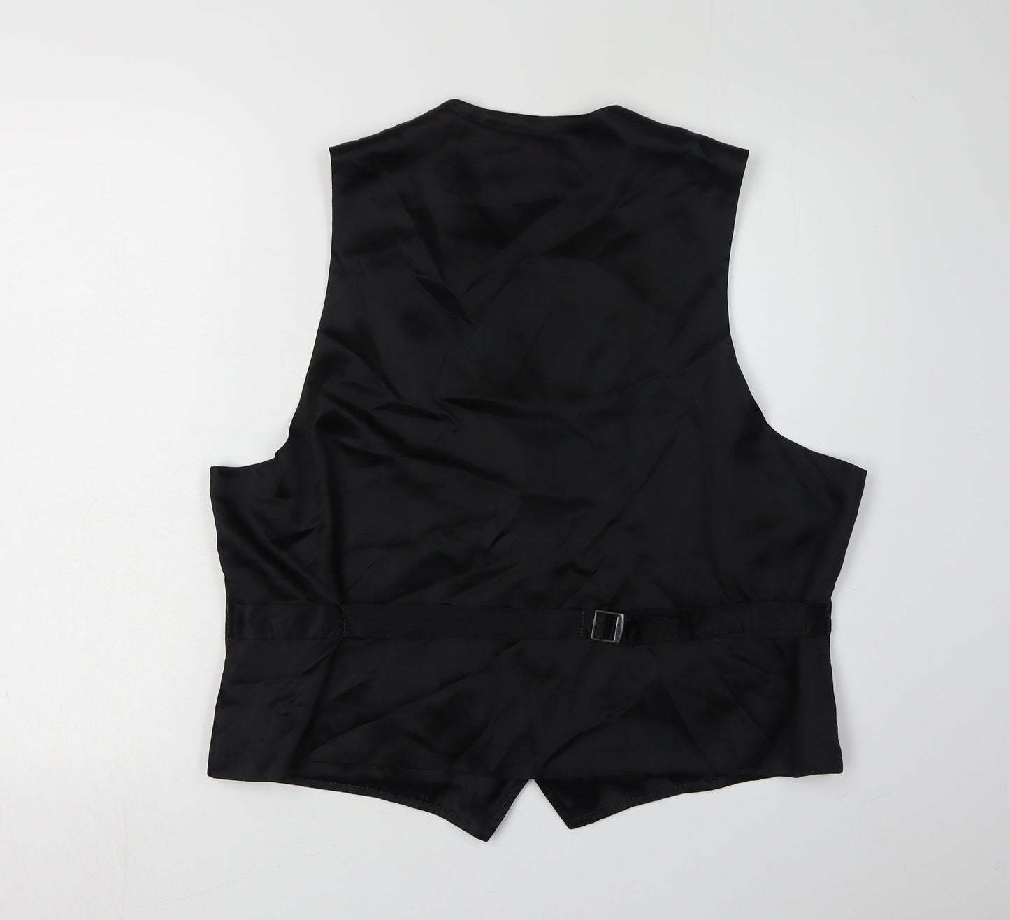 BHS Men's Black Leather Waistcoat XL Formal