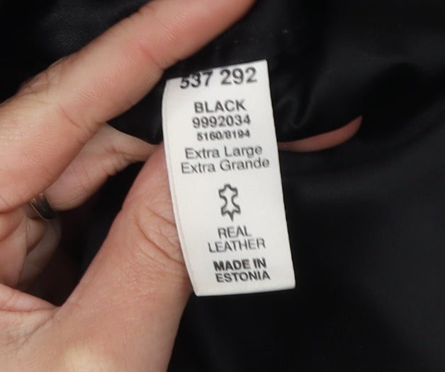 BHS Men's Black Leather Waistcoat XL Formal