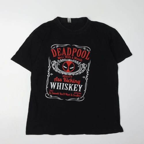 Club Men's Black XL Deadpool Graphic T-Shirt