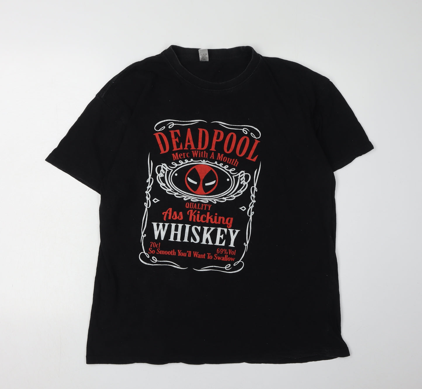 Club Men's Black XL Deadpool Graphic T-Shirt