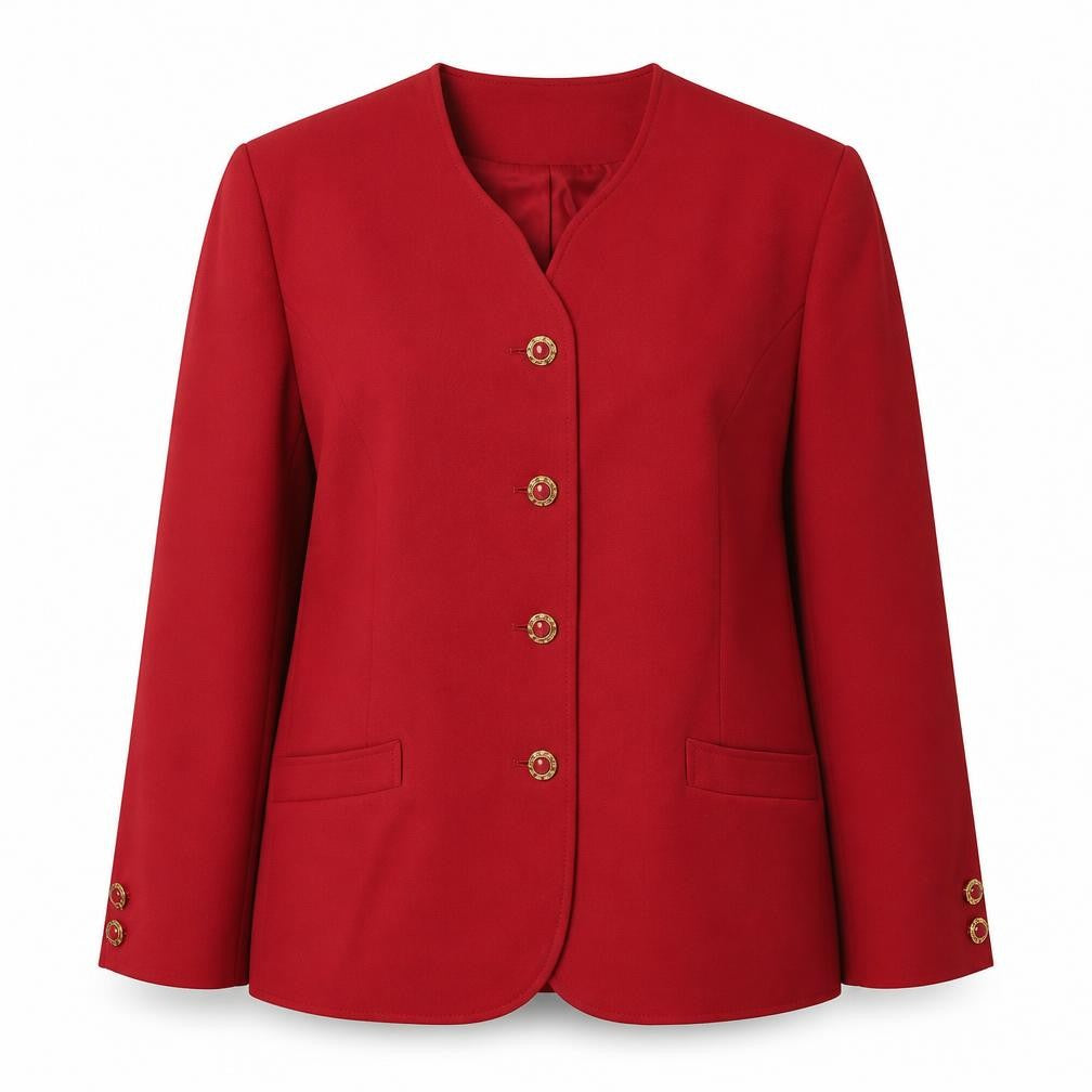 Front view of Eastex Women's Red Blazer, size 16, Regular Fit