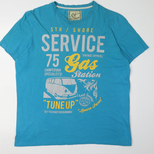 Sth Shore Men's XL Blue Retro Graphic T-Shirt