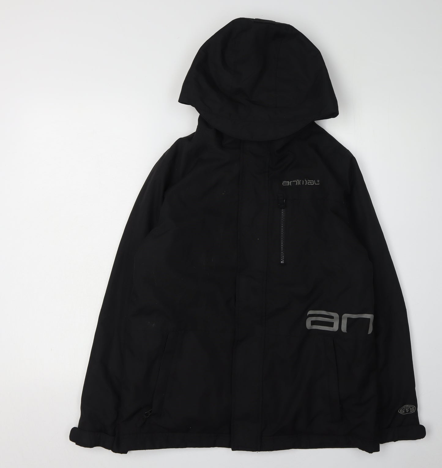 Animal Boys Black Hooded Waterproof Jacket 13-14 Years