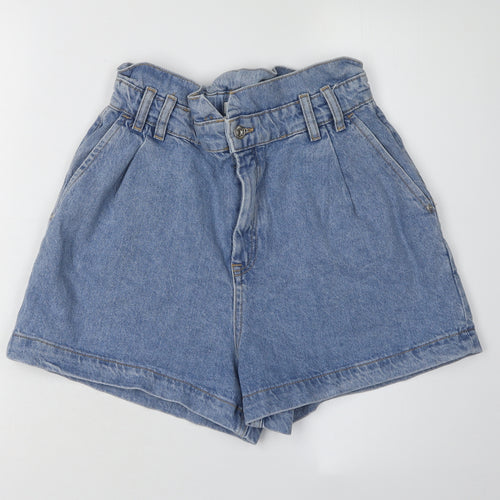 Zara Women's Blue Denim Paperbag Shorts, Size 2