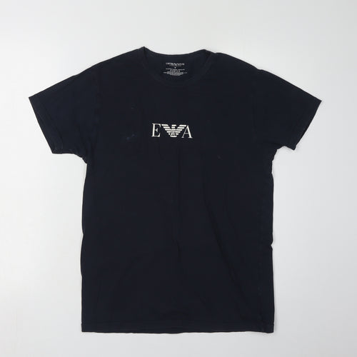 Emporio Armani Men's Black Medium T-Shirt, Logo Accented