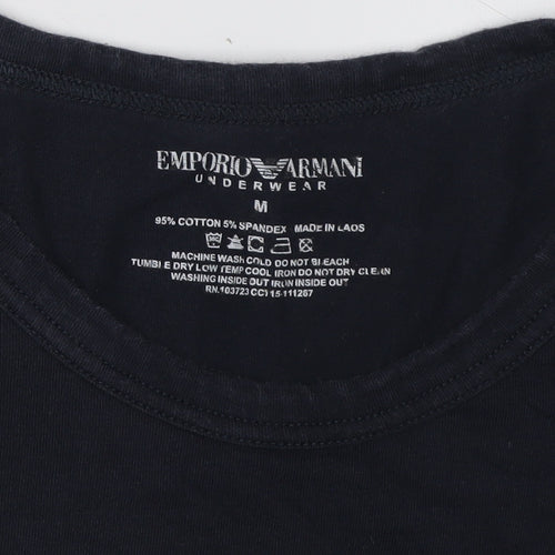Emporio Armani Men's Black Medium T-Shirt, Logo Accented