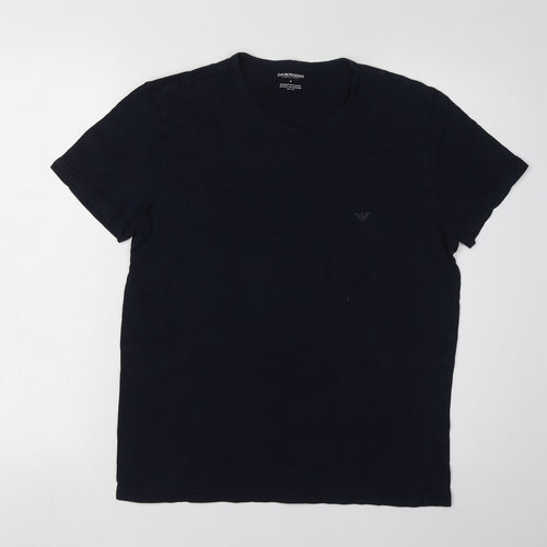 Emporio Armani Men's Black T-Shirt M Logo Crew Neck