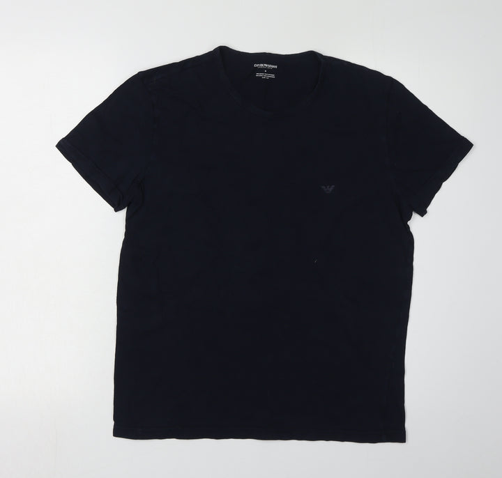 Emporio Armani Men's Black T-Shirt M Logo Crew Neck
