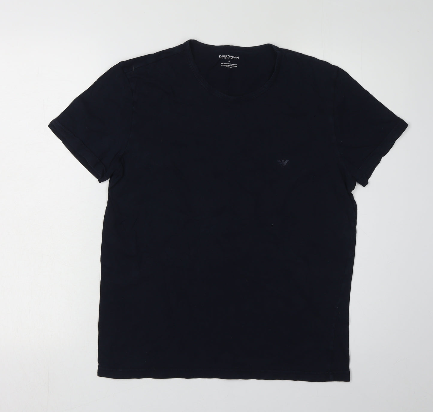 Emporio Armani Men's Black T-Shirt M Logo Crew Neck