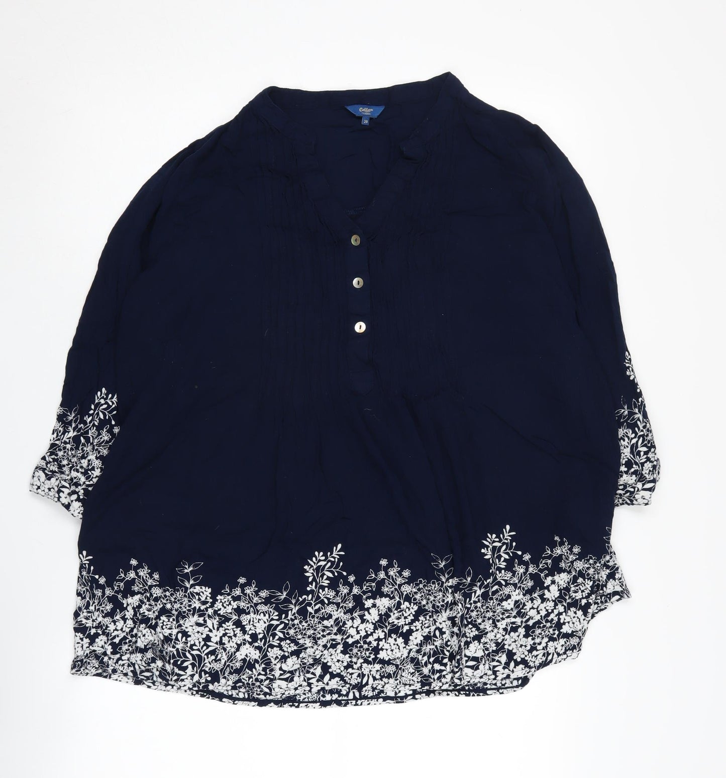 Cotton Traders Women's Blue Floral Blouse, Size 20