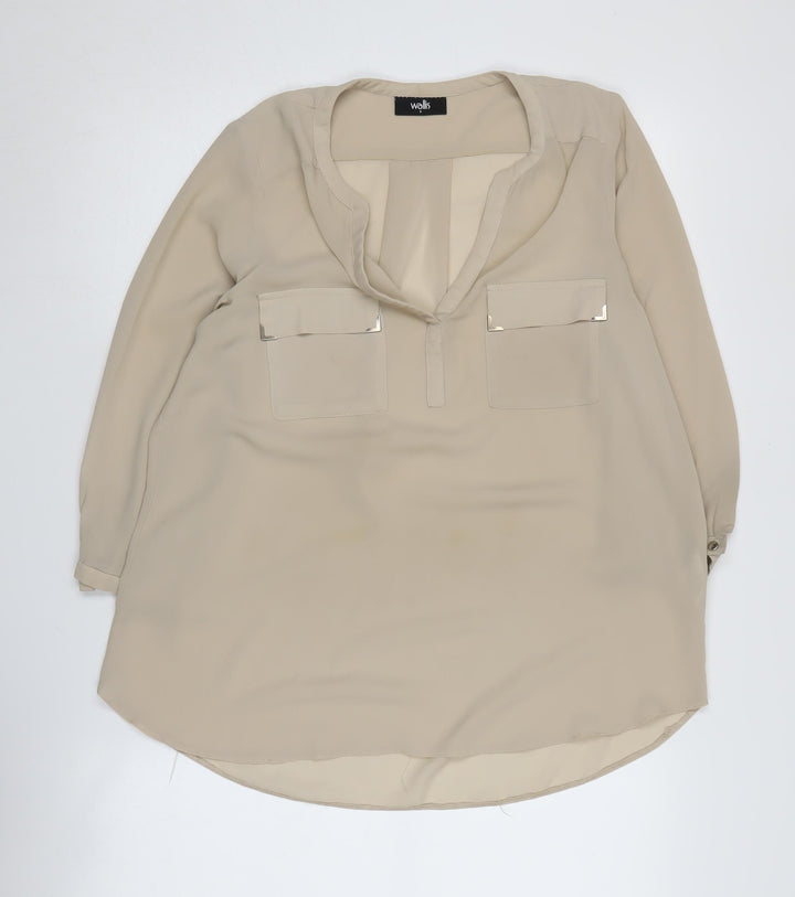 Wallis Women Beige Chiffon Blouse Size S