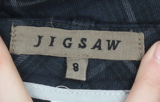 Jigsaw Women's Black Check Trousers, Size 8