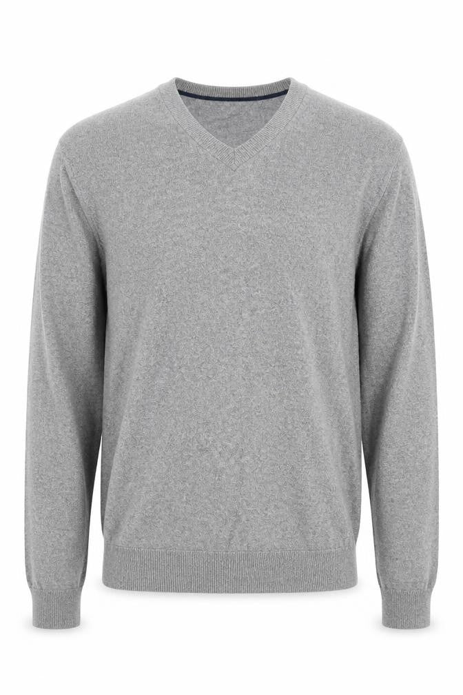 Gap Men's Grey V-Neck Cotton Pullover Jumper M