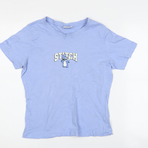 Disney Women's Blue Stitch T-Shirt, Size 12, Casual
