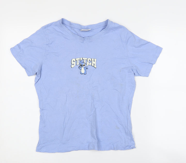 Disney Women's Blue Stitch T-Shirt, Size 12, Casual