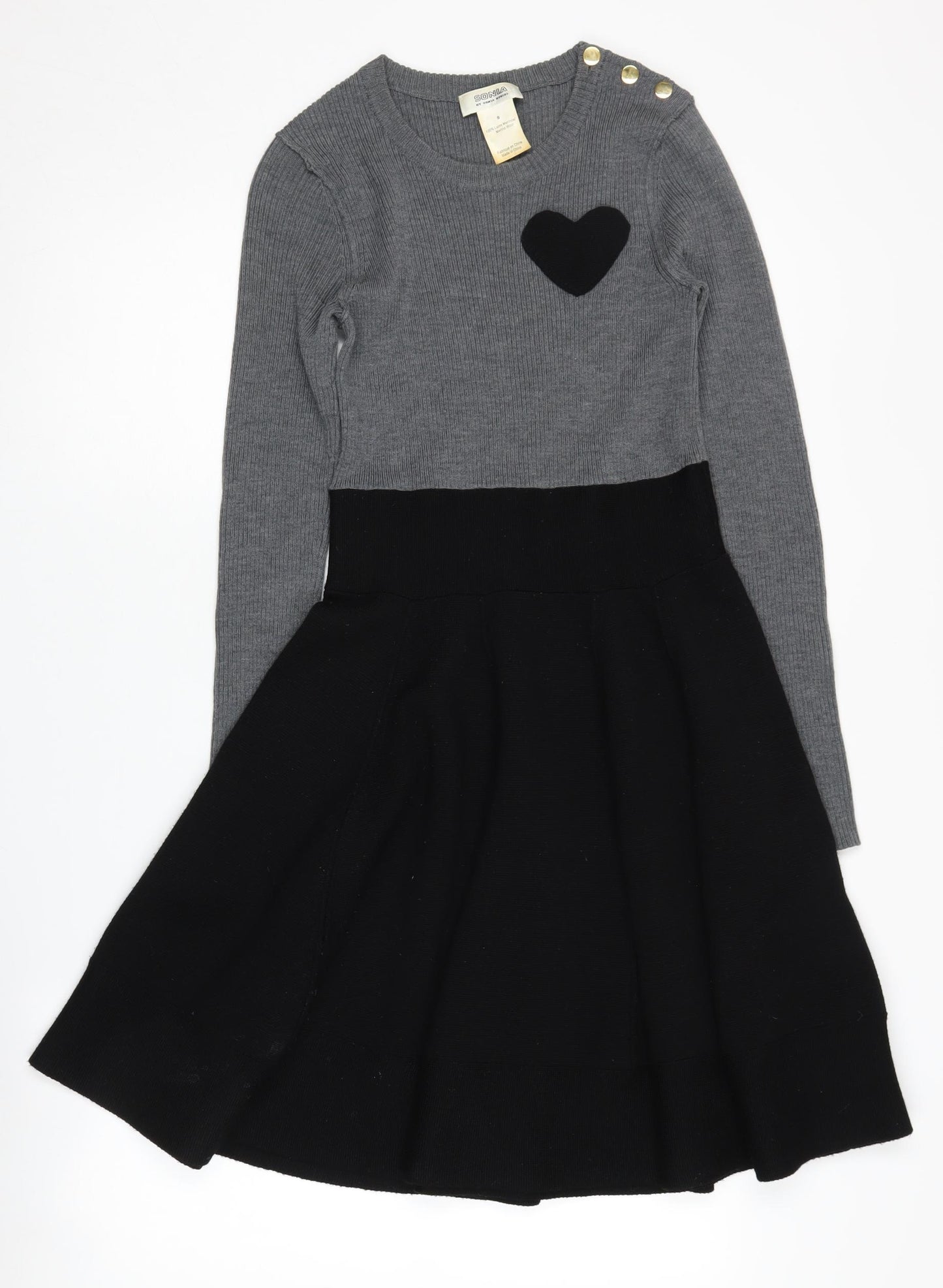 Sonia Rykiel Women's Black & Grey Fit & Flare Dress