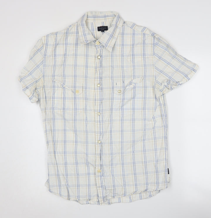 Paul Smith Men's Beige Check Short Sleeve Shirt XL