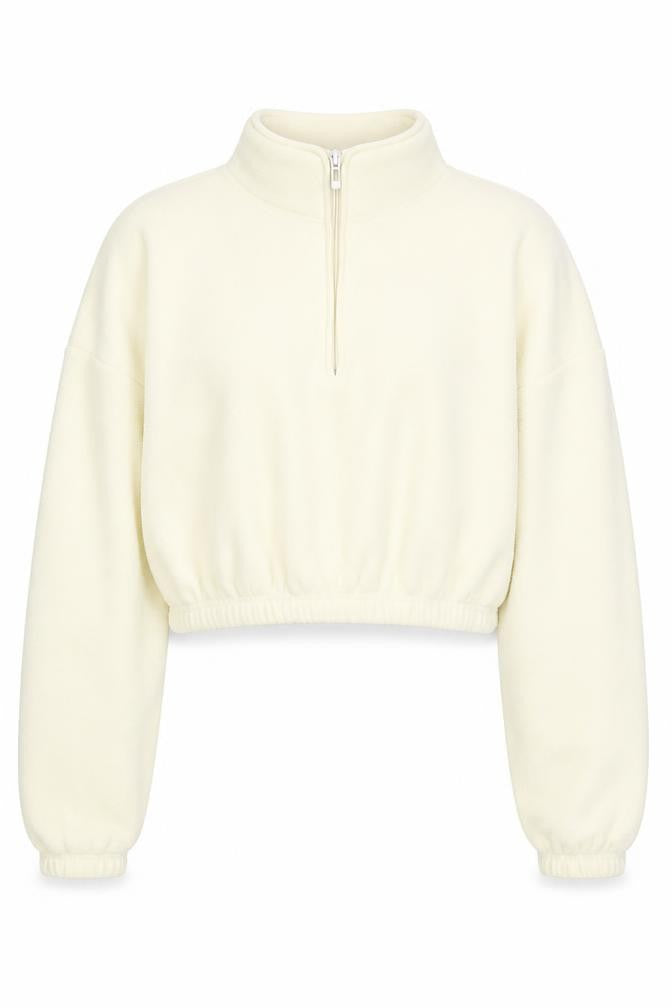 Front view of PRETTYLITTLETHING Women’s Ivory Pullover Sweatshirt S