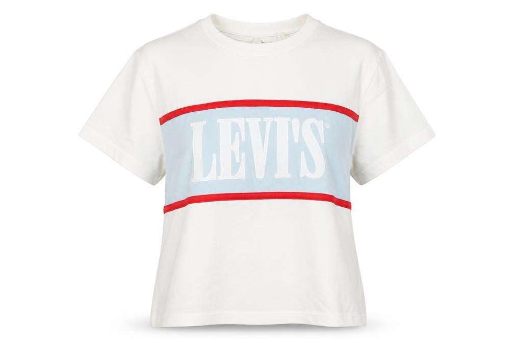 Front view of Levi's Women's White 2XS T-Shirt, Casual Crew Neck