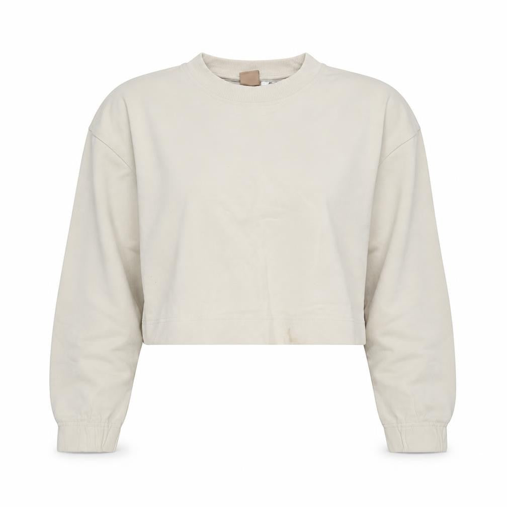 Front view of H&M Women's Beige Crew Neck Sweatshirt, size S