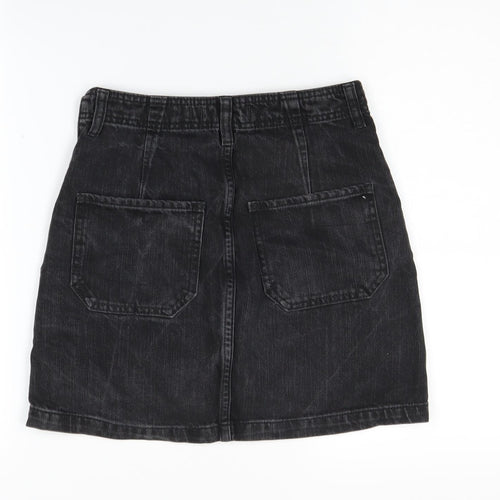 Hollister Women’s Black Denim Skirt, Size 4, Button Accent