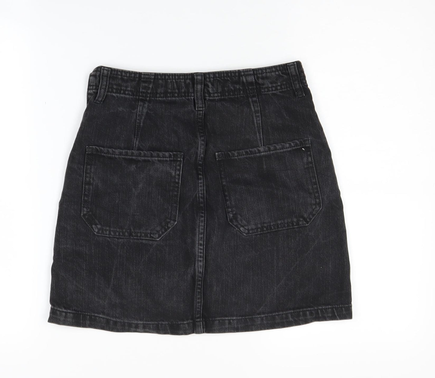 Hollister Women’s Black Denim Skirt, Size 4, Button Accent