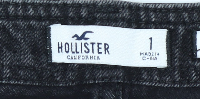 Hollister Women’s Black Denim Skirt, Size 4, Button Accent