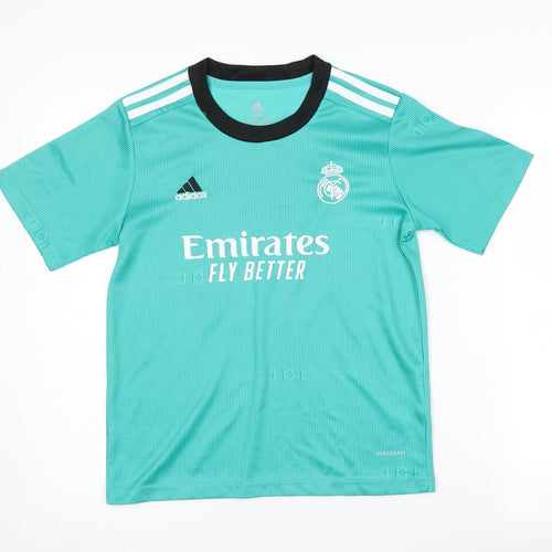 Adidas Boys Green Football Jersey Size 26 Lightweight