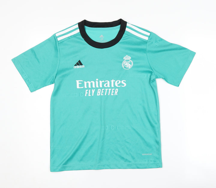 Adidas Boys Green Football Jersey Size 26 Lightweight