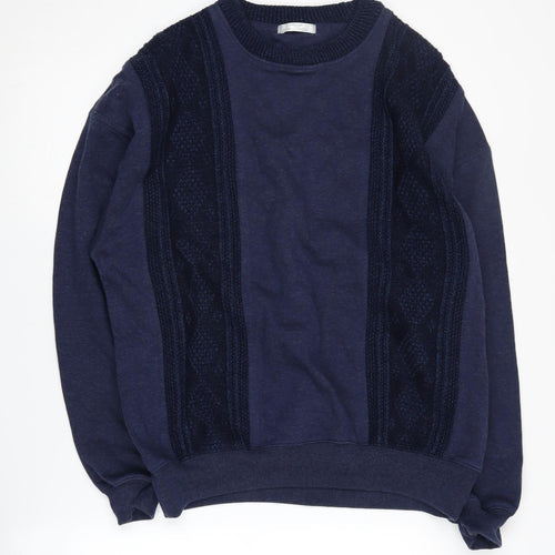 Marks and Spencer Men's Blue Knit Pullover Sweatshirt M