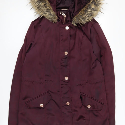 Lipsy Women's Purple Parka Coat Size 8
