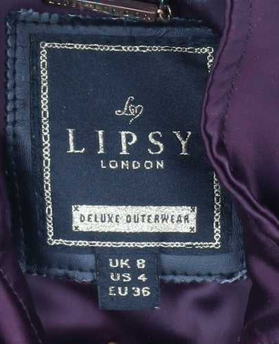 Lipsy Women's Purple Parka Coat Size 8