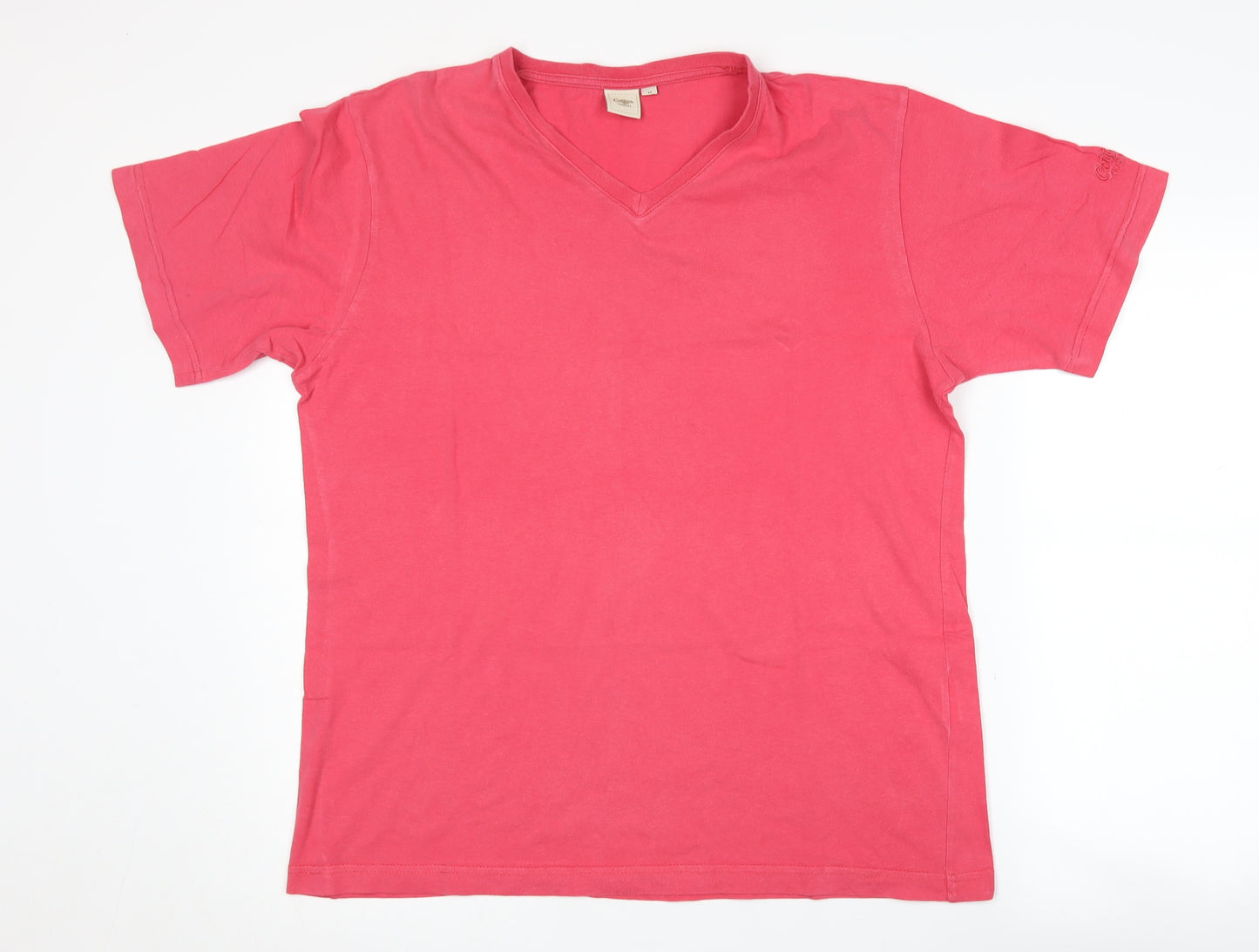 Cotton Traders Red V-Neck Unisex T-Shirt M