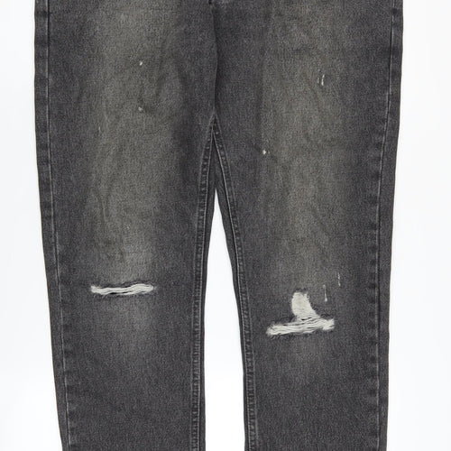 Next Men's Slim Black Jeans, L Size, Distressed Style