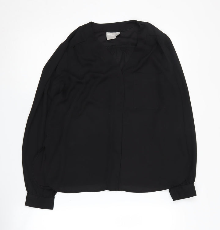 ASOS Women's Black Blouse, UK Size 8, V-Neck Long Sleeve