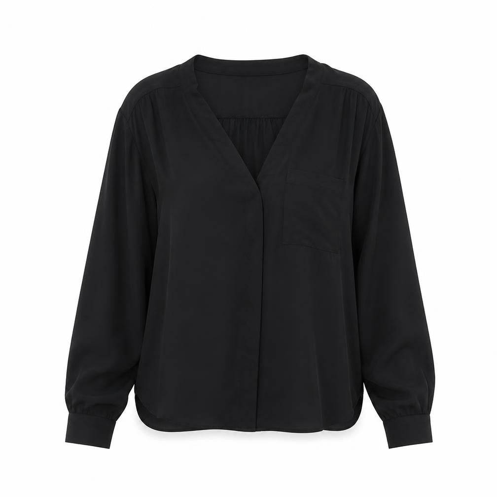 ASOS Women's Black Blouse, UK Size 8, V-Neck Long Sleeve
