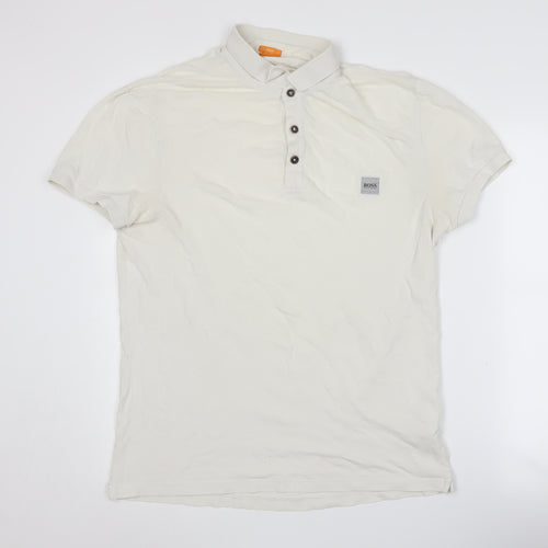 Hugo Boss Men's White Polo Shirt - Medium Slim Fit