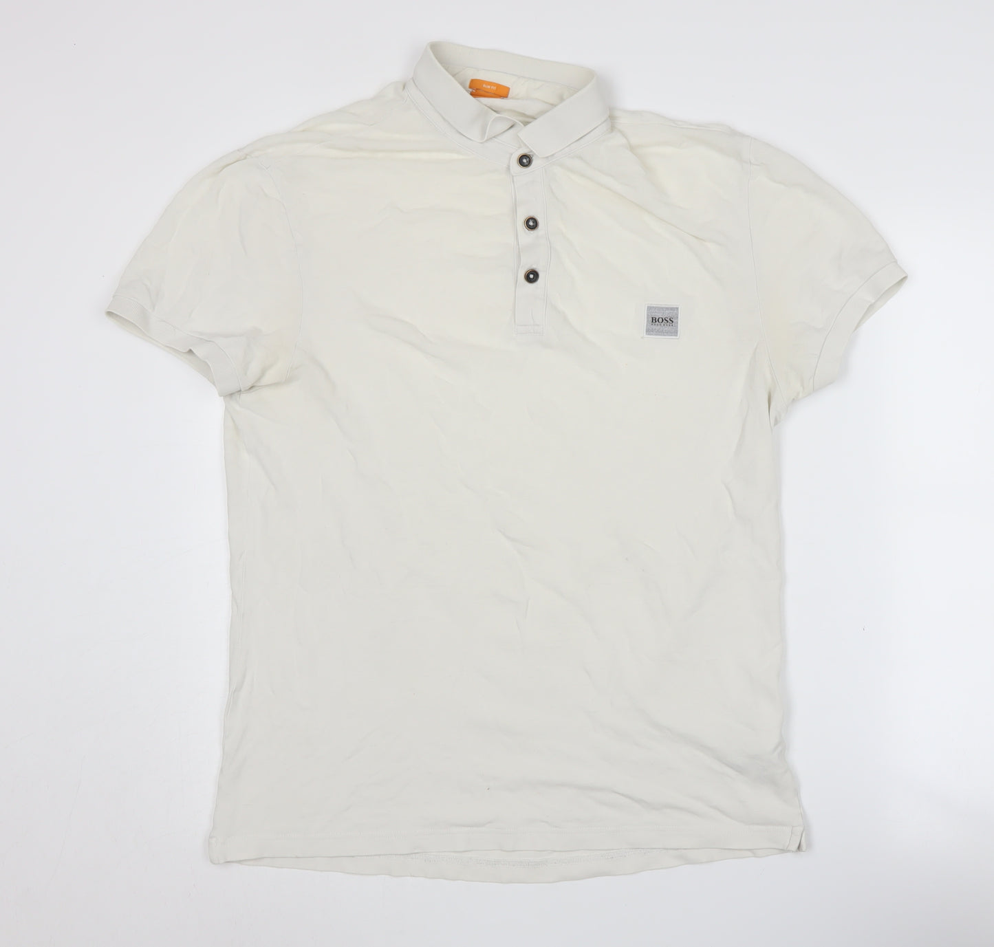 Hugo Boss Men's White Polo Shirt - Medium Slim Fit