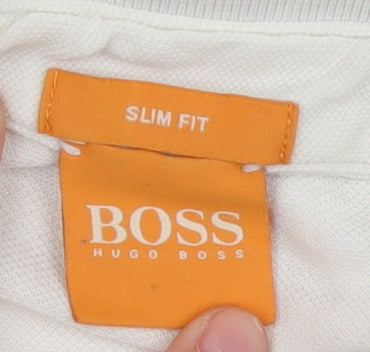 Hugo Boss Men's White Polo Shirt - Medium Slim Fit